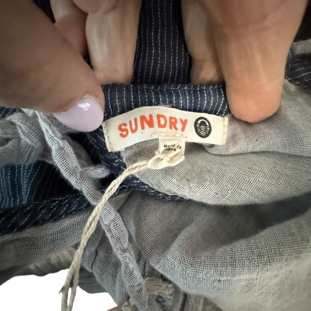 Sundry jumpsuit size Medium 2 Drawstring halter neck blue chambray NWT - Picture 10 of 11
